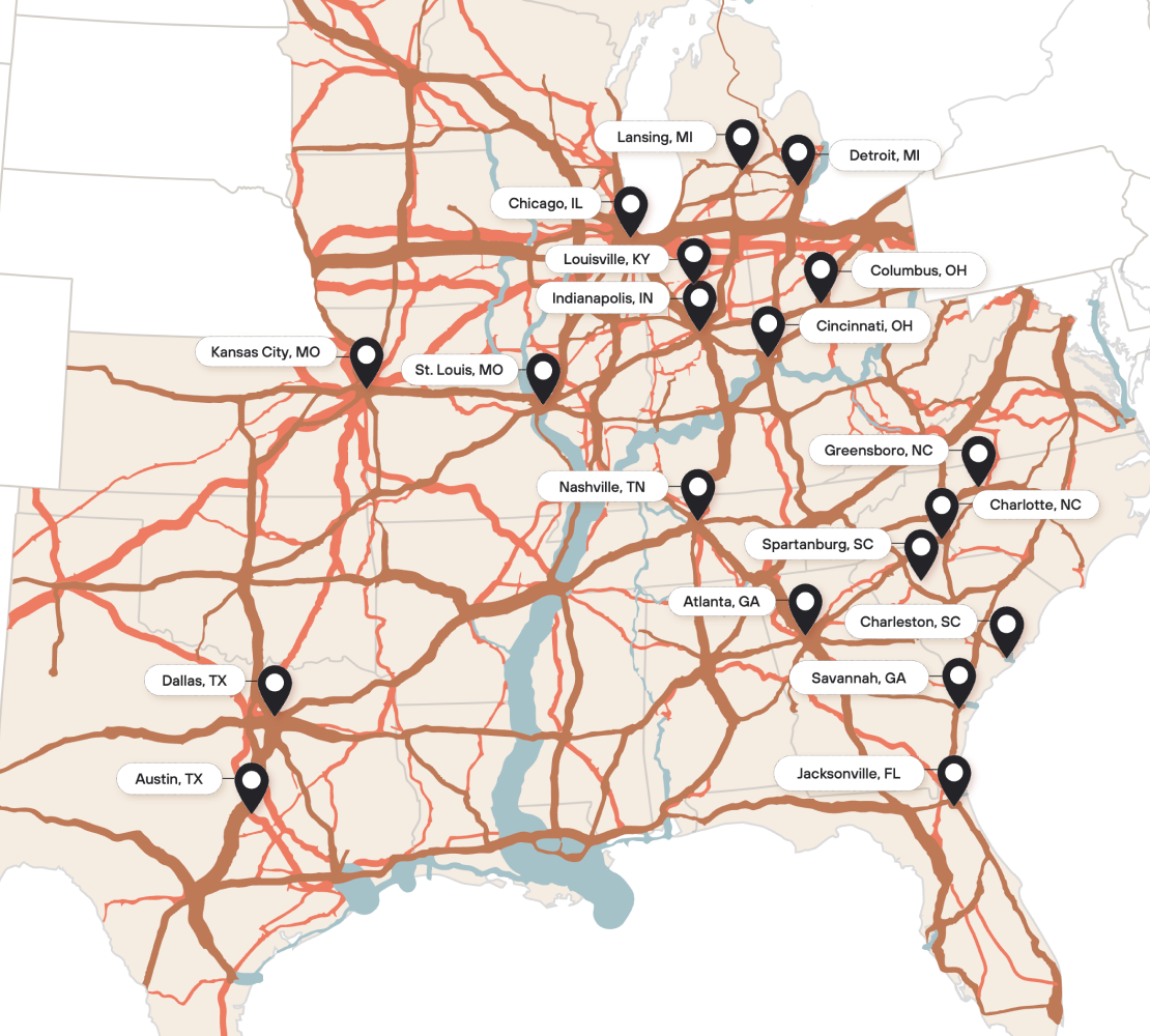 map of spillover space, by city